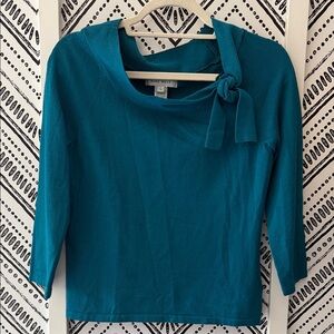Nine West Teal Bow Accent Blouse